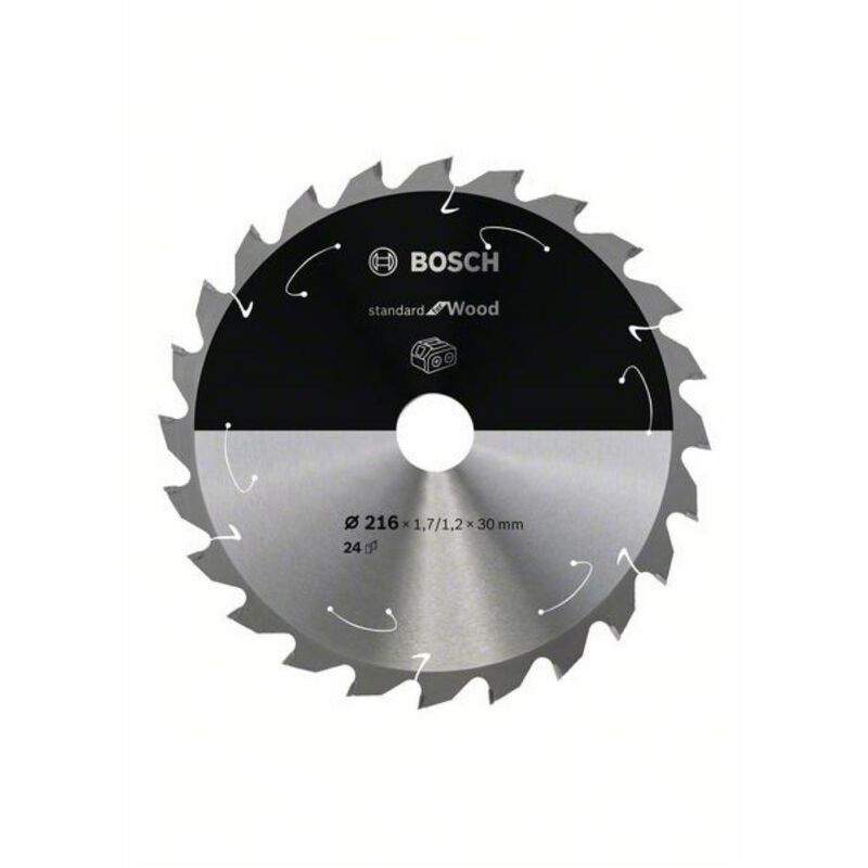 Bosch - Hoja de sierra circular estándar para madera, 216 x 1.7 / 1.2 x 30, 24 dientes