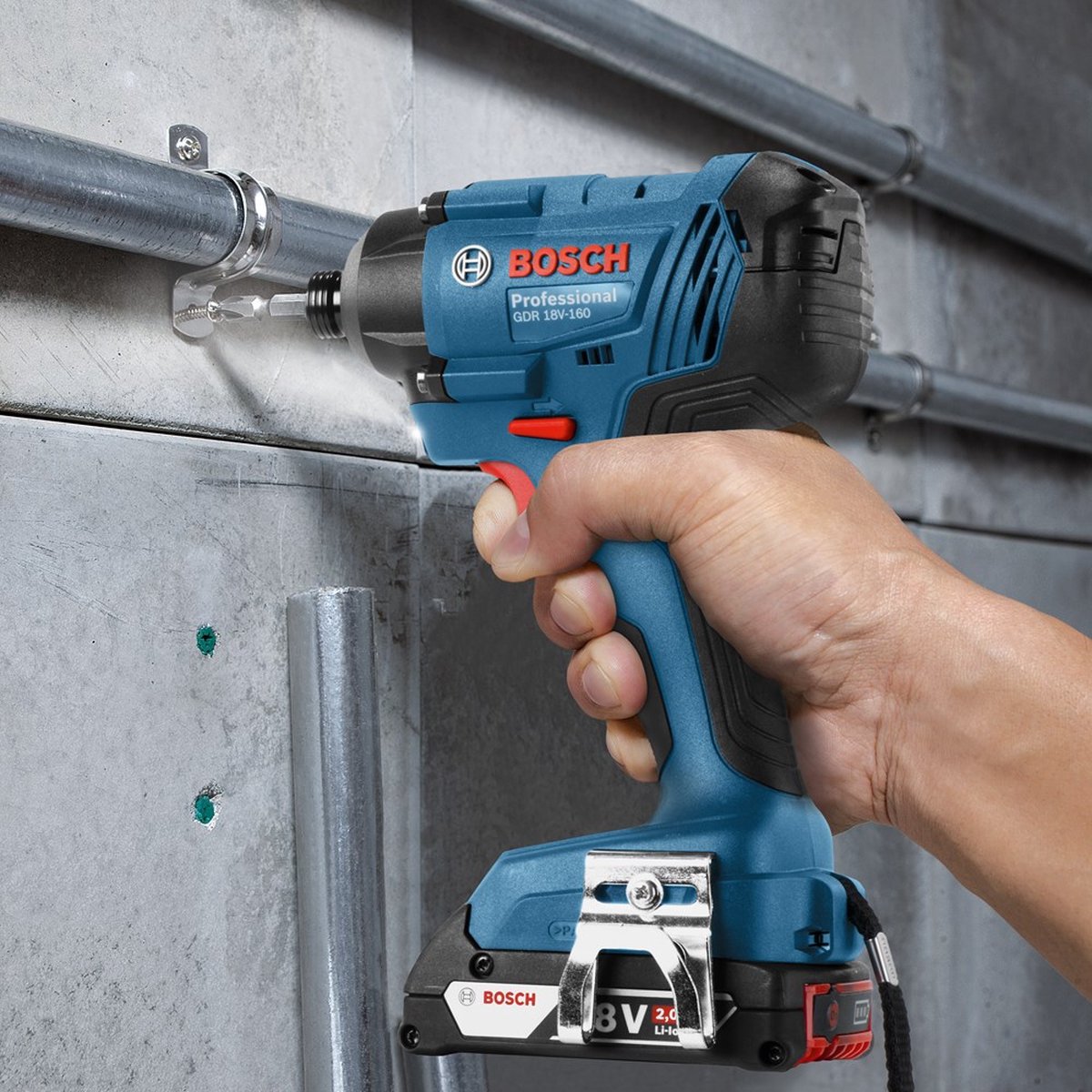 Bosch - 06019G5104 Atornillador de impacto a batería GDR 18V-160 0-2800rpm 0-3600ipm 1/4' + L-Boxx sin batería ni cargador