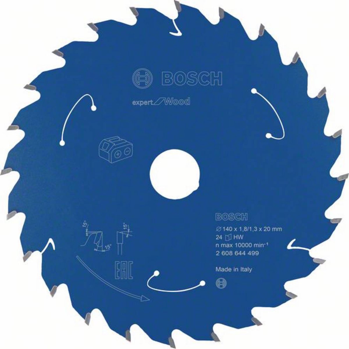 Bosch - Hoja de sierra circular Expert para madera, 140 x 1.8 / 1.3 x 20, 24 dientes