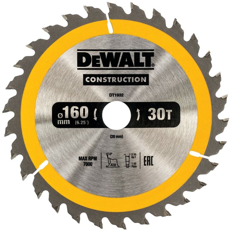 DeWalt - DT1932-QZ Hoja para construcción 160 x 20mm 30T (AC)