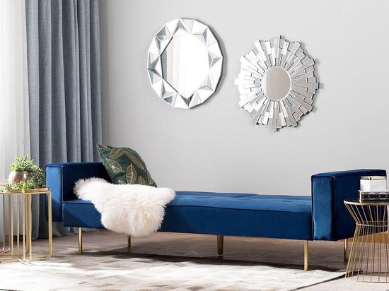 Beliani Visnes Slaapbank Fluweel 107 X 218 Cm - Blauw