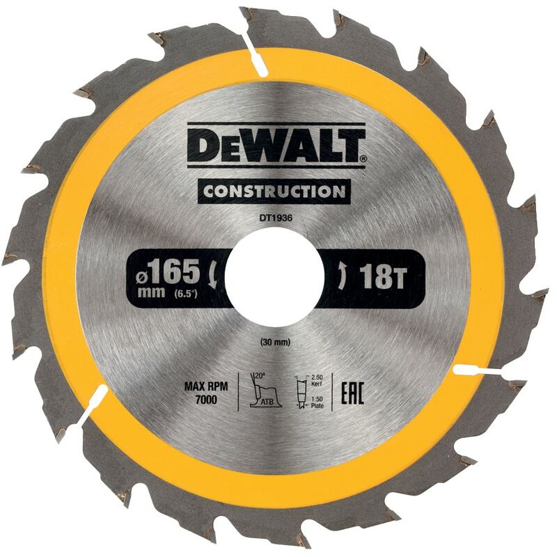 DeWalt DT1936-QZ Hoja para construcción 165 x 30mm 18T (AC)