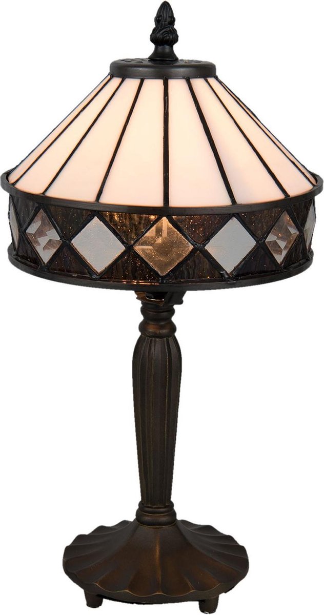 Clayre & Eef Tafellamp Tiffany Ø 20x36 Cm E14/max 1x40w - Bruin