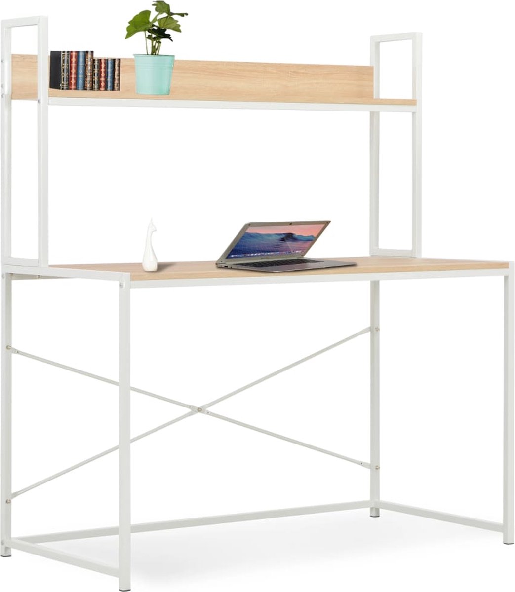 Vidaxl Computerbureau 120x60x138 Cm En Eikenkleurig - Blanco