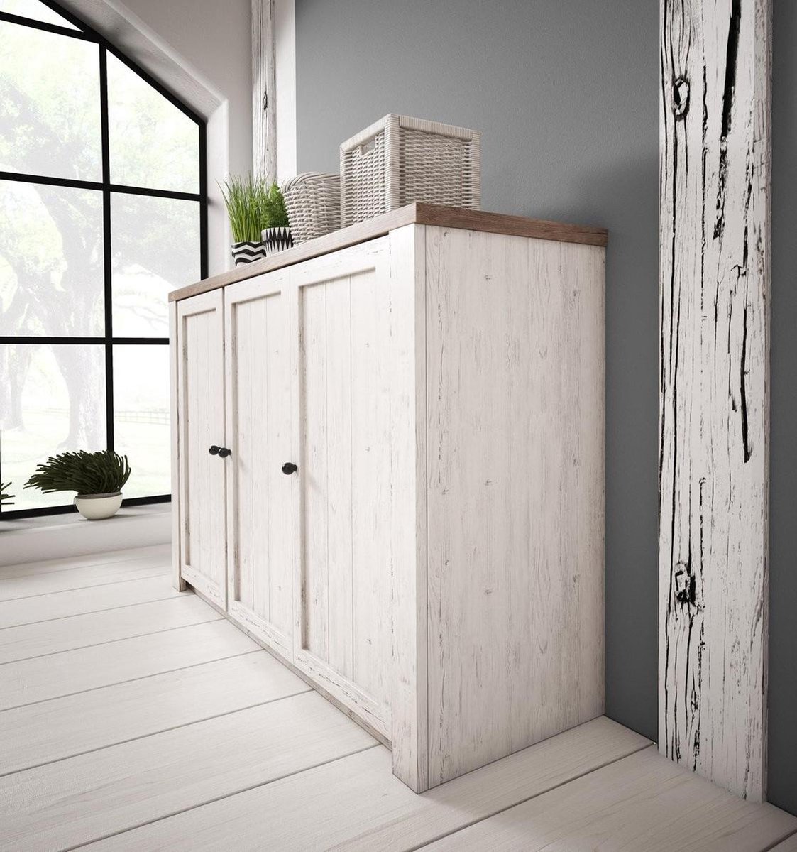 Meubella - Dressoir Parello 4 Eiken - 130 Cm - Wit