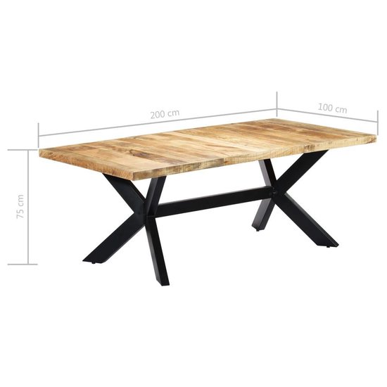 Vidaxl Eettafel 200x100x75 Cm Massief Mangohout - Bruin
