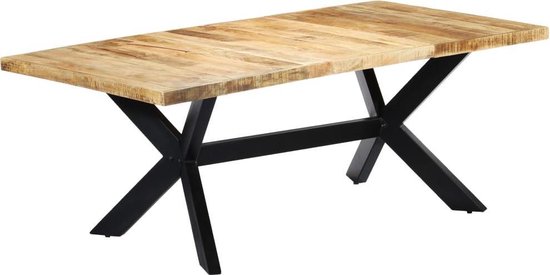 Vidaxl Eettafel 200x100x75 Cm Massief Mangohout - Marrón