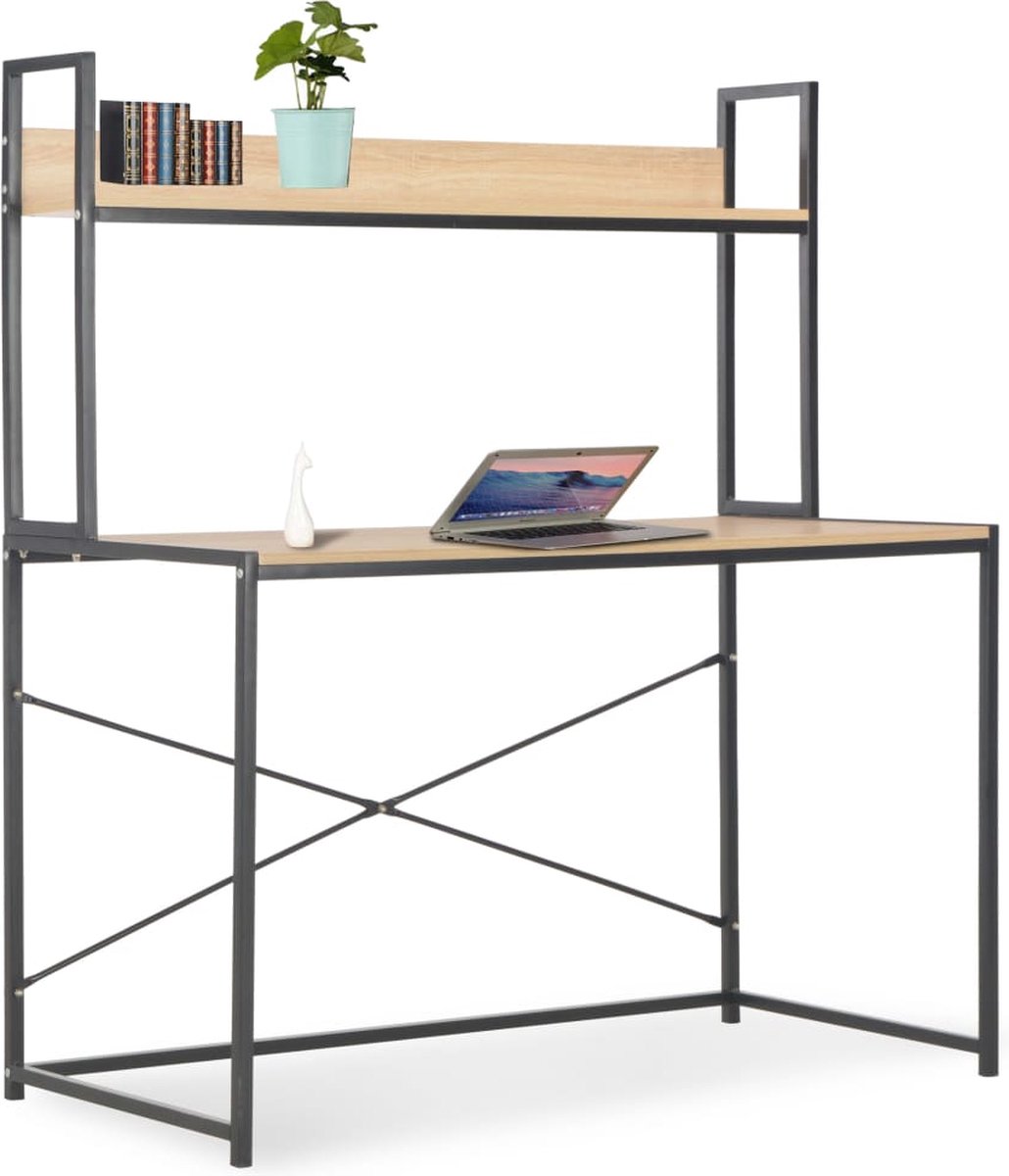 Vidaxl Computerbureau 120x60x138 Cm En Eikenkleurig - Zwart