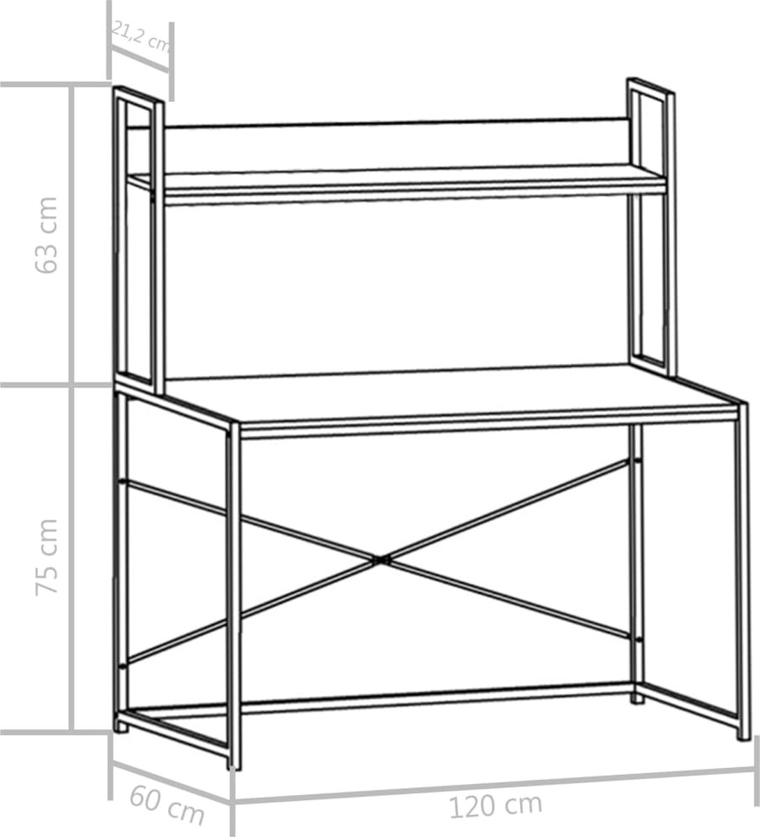 Vidaxl Computerbureau 120x60x138 Cm En Eikenkleurig - Zwart