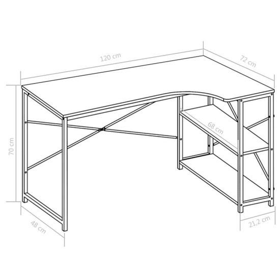 Vidaxl Computerbureau 120x72x70 Cm En Eikenkleurig - Zwart