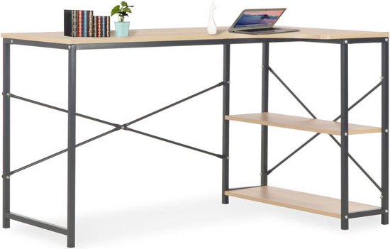 Vidaxl Computerbureau 120x72x70 Cm En Eikenkleurig - Zwart