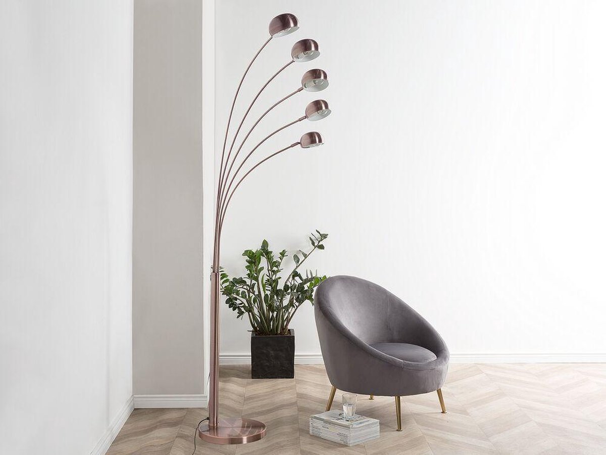 Beliani Flinders Staande Lamp Verchroomd Metaal 100 X 100 Cm