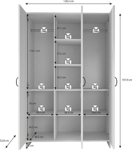 Meubella - Kledingkast Oase 128 Cm - Wit
