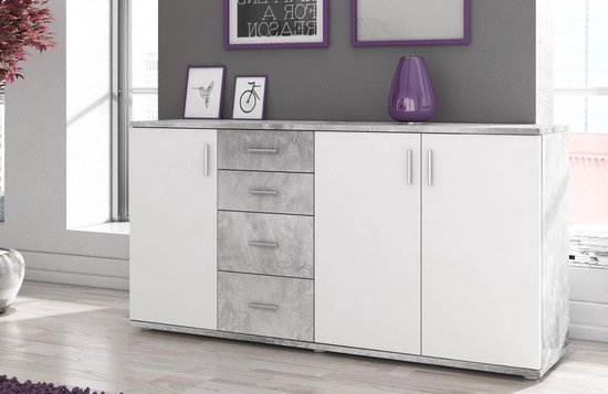 Meubella - Dressoir Albury - 160 Cm - Grijs