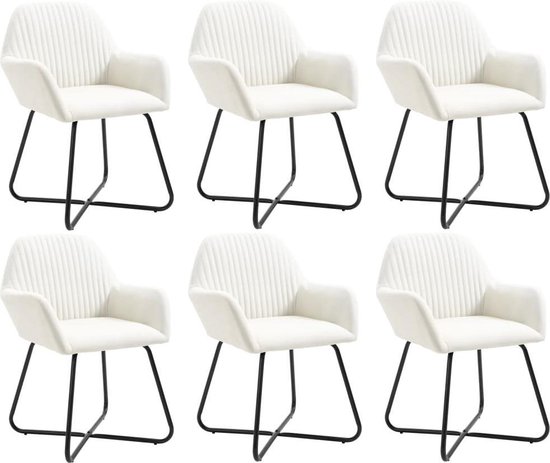 Vidaxl Eetkamerstoelen 6 St Stof Crème