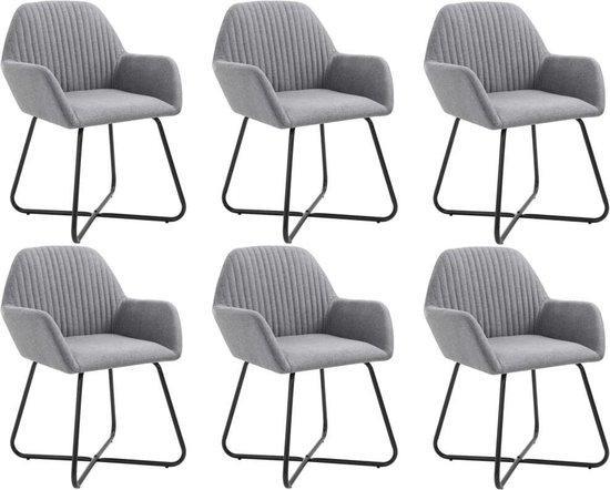 Vidaxl Eetkamerstoelen 6 St Stof Licht - Gris