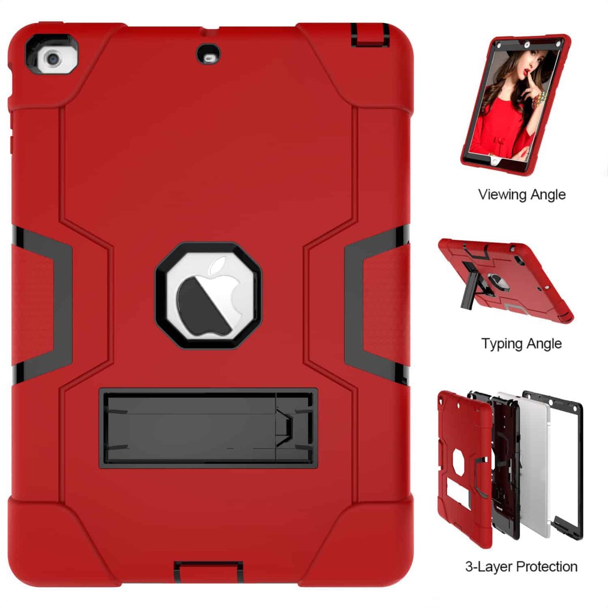 FONU Shock Proof Standcase Hoes iPad 9 2021 / iPad 8 2020 / iPad 7 2019 - 10.2 inch - Rood