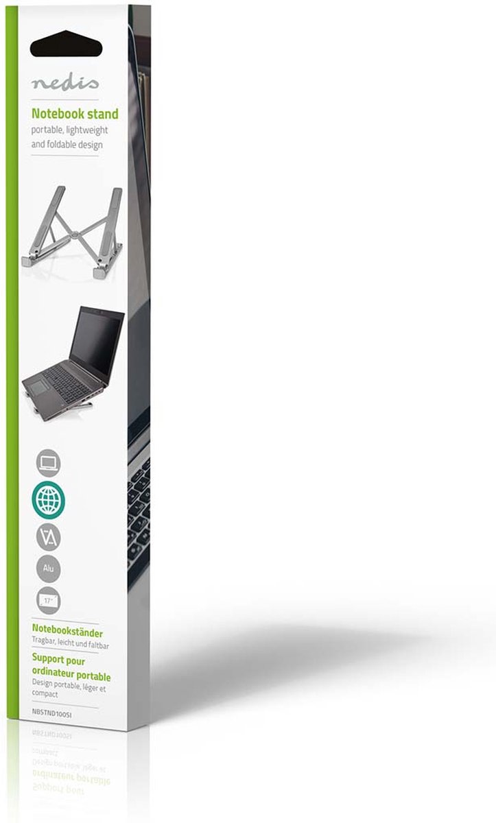 Nedis NBSTND100SI notebook standaard inklapbaar