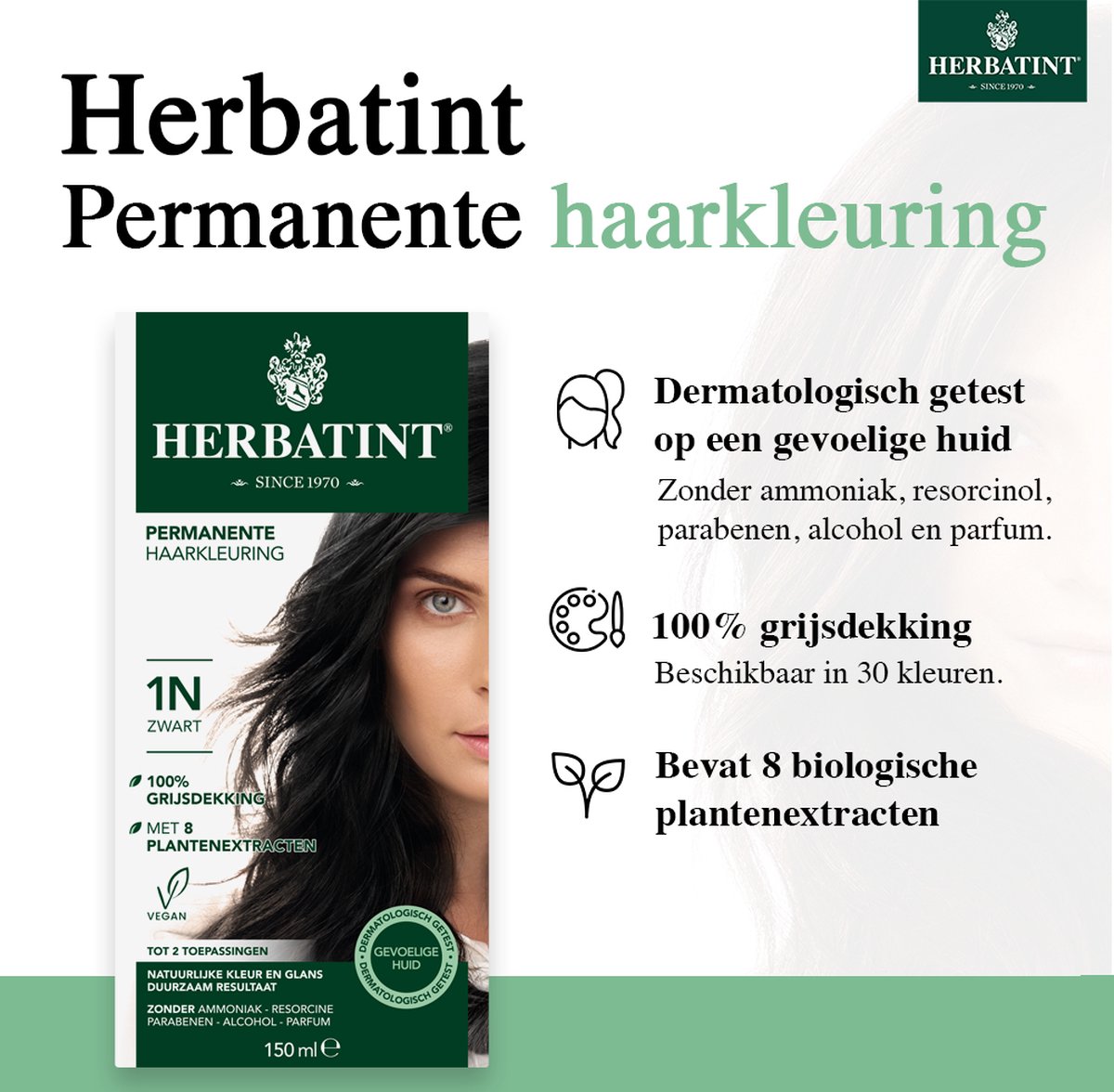 Herbatint Haarverf Gel - 1N - Zwart