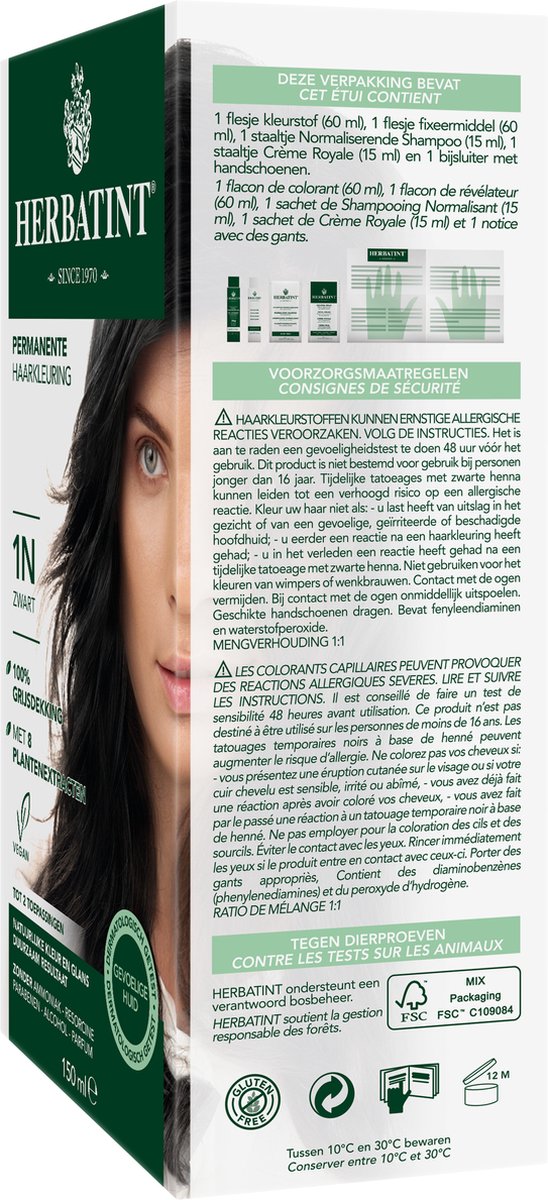Herbatint Haarverf Gel - 1N - Zwart