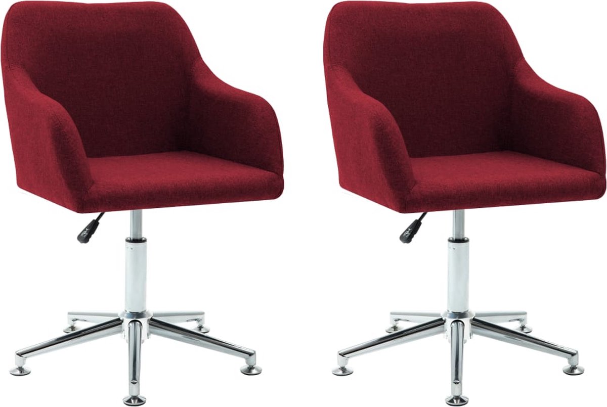 Vidaxl Eetkamerstoelen Draaibaar 2 St Stof Wijn - Rood