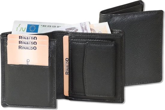 Rinaldo Kleine Leren Portemonnee Billfold - Rfid Bescherming - Zwart