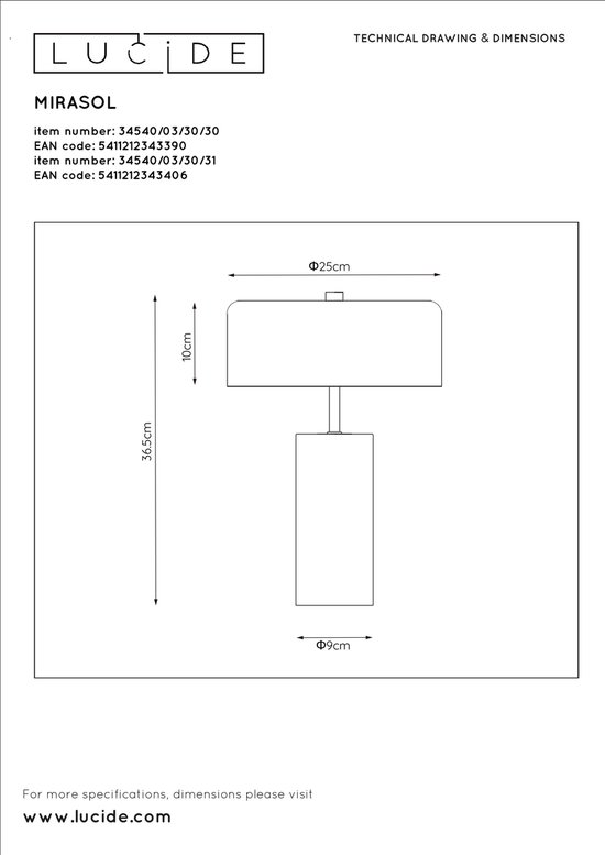 Lucide Mirasol Tafellamp G9/3x7w Marmer - Zwart