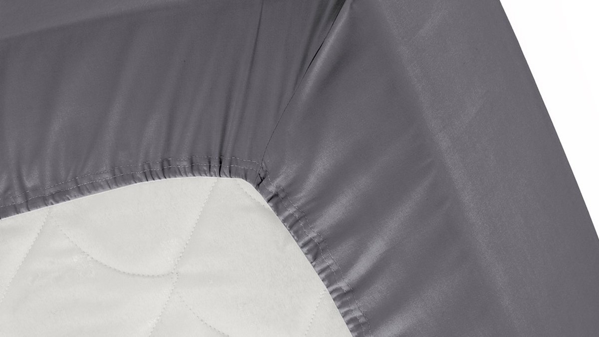 Cinderella Katoen-satijn Hoeslaken - 100% Katoen-satijn - 1-persoons (90x210 Cm) - Anthracite - Grijs