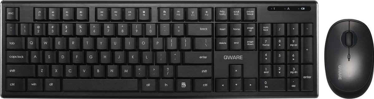 Qware - Office - draadloos - toetsenbord - muis - combo - Blackpool zwart - Qwerty