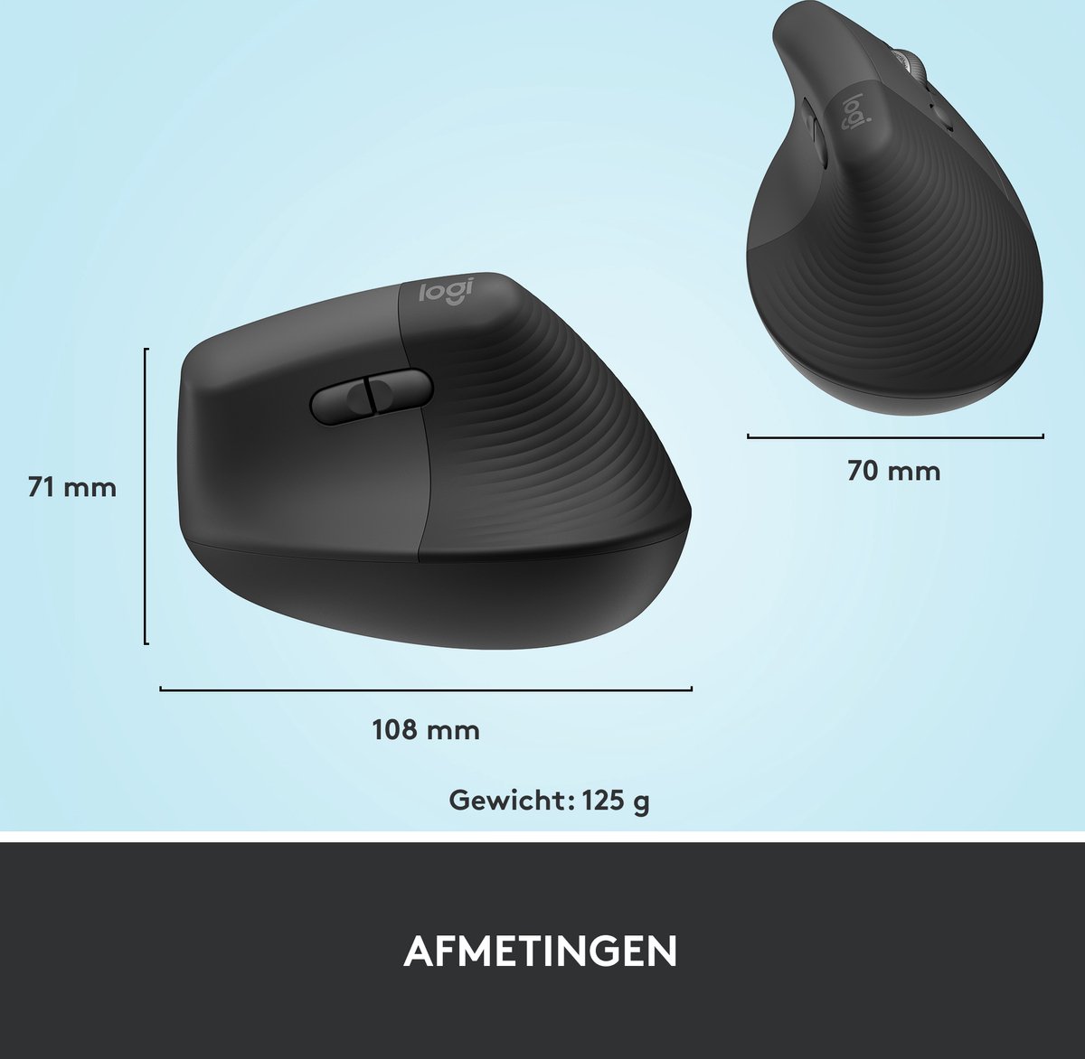 Logitech Lift Verticale Ergonomische Muis - Zwart