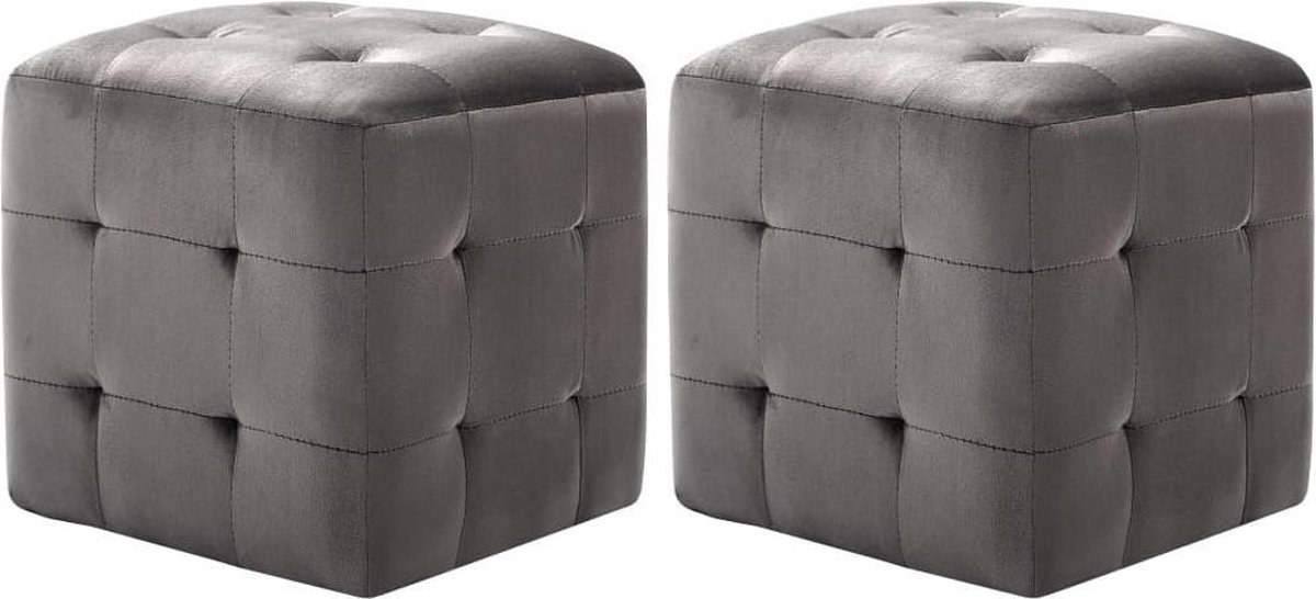 Vidaxl Nachtkastjes 2 St 30x30x30 Cm Fluweel - Grijs
