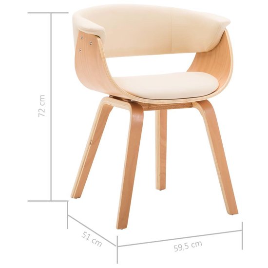 Vidaxl Eetkamerstoelen 2 St Gebogen Hout En Kunstleer Crème