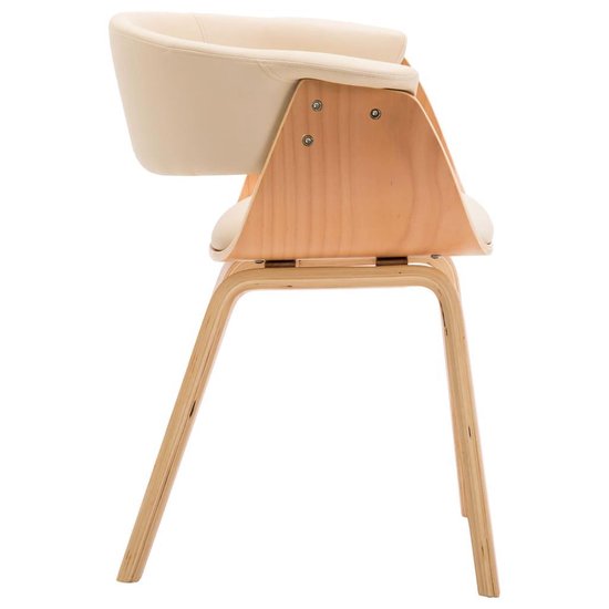 Vidaxl Eetkamerstoelen 2 St Gebogen Hout En Kunstleer Crème