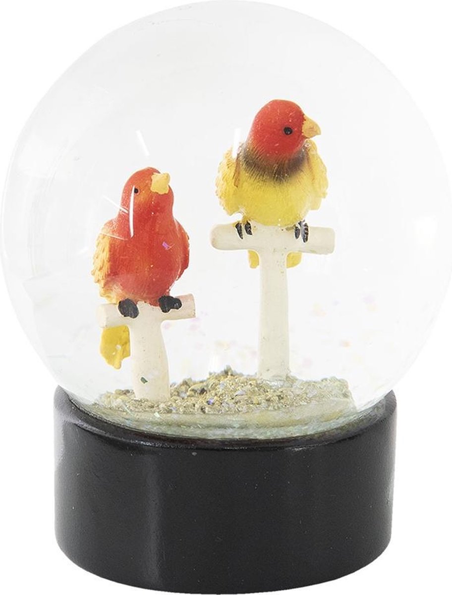 Clayre & Eef Sneeuwbol Ø 10*13 Cm Meerkleurig Polyresin / Glas Rond Vogels 64245