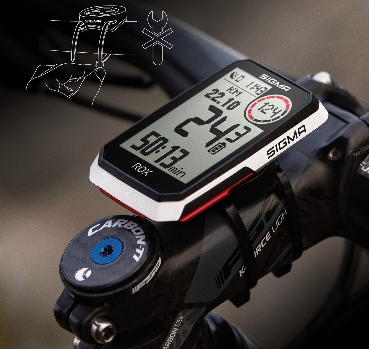 Sigma GPS Fietscomputer ROX 4.0 GPS met standaard stuurhouder wit