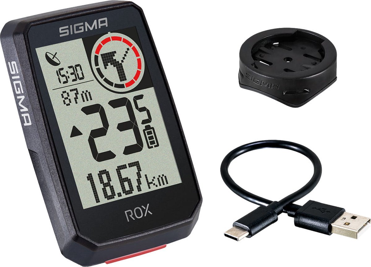 Sigma GPS Fietscomputer ROX 2.0 GPS met standaard stuurhouder zwart