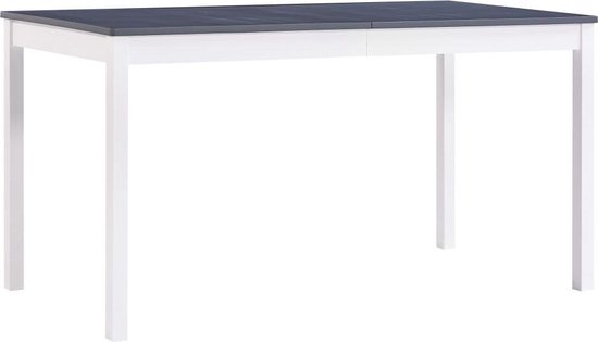 Vidaxl Eettafel 140x70x73 Cm Grenenhout Wit En - Gris