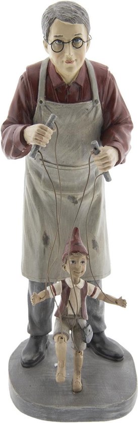 Clayre & Eef Decoratie Man Met Marionet 16*14*36 Cm Meerkleurig Kunststof Man 6pr2417 - Grijs