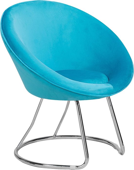 Beliani Floby Fauteuil Fluweel 56 X 70 Cm - Blauw