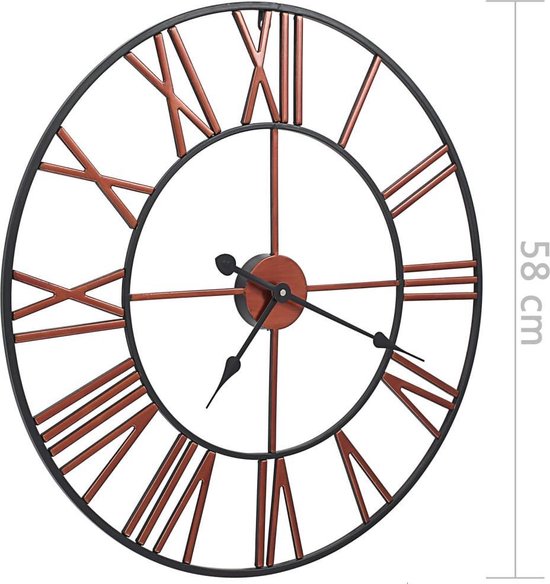 Vidaxl Wandklok 58 Cm Metaal - Rood