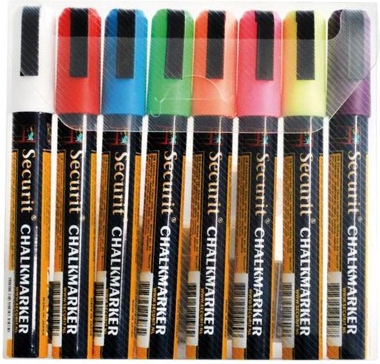 Securit Krijtmarker Medium, Etui Van 8 Stuks In Geassorteerde Kleuren