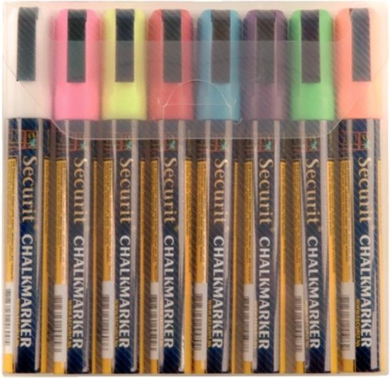 Securit Krijtmarker Medium, Etui Van 8 Stuks In Geassorteerde Kleuren