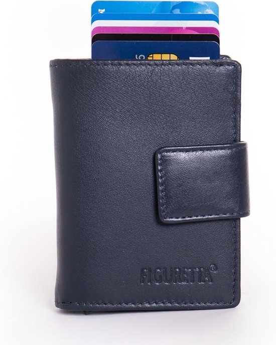 Figuretta Cardprotector Leren Portemonnee Met Rfid Bescherming - Blauw