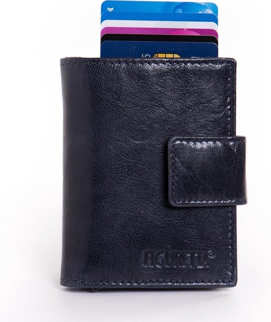 Figuretta Cardprotector Met Muntvak Rfid Glanzend Leder - Blauw