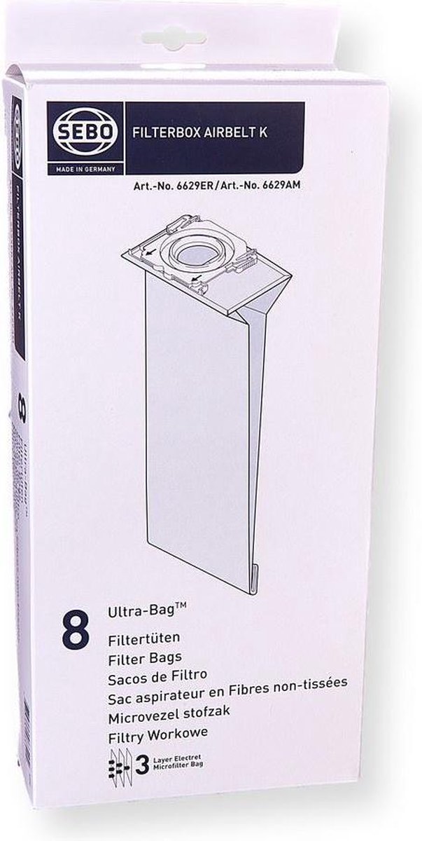 Sebo Stofzuigerzakken K-1/2/3 8 Stuks