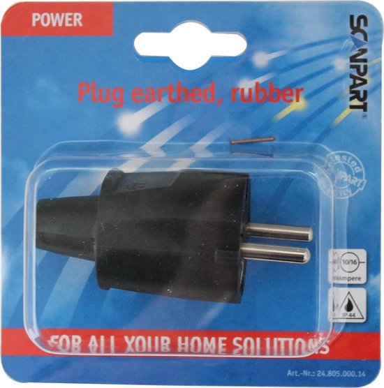 Scanpart Stekker Rubber Randaarde - Zwart