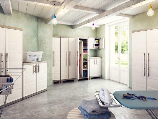 Keter Opbergkast Met Schappen Excellence Xl 182 Cm Zwart En - Beige