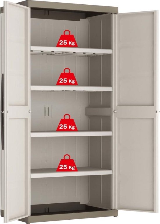 Keter Opbergkast Met Schappen Excellence Xl 182 Cm Zwart En - Beige