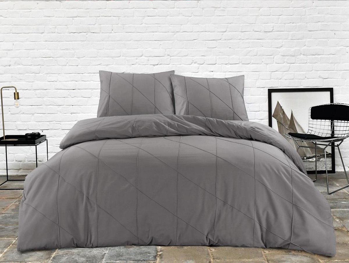 Papillon Canberra Dekbedovertrek - Lits-jumeaux (240x200/220 Cm + 2 Slopen) - Percal Katoen - - Grijs