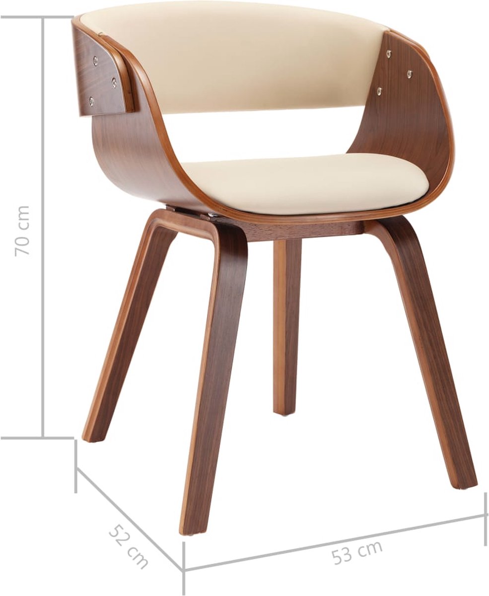 Vidaxl Eetkamerstoelen 2 St Gebogen Hout En Kunstleer Crème